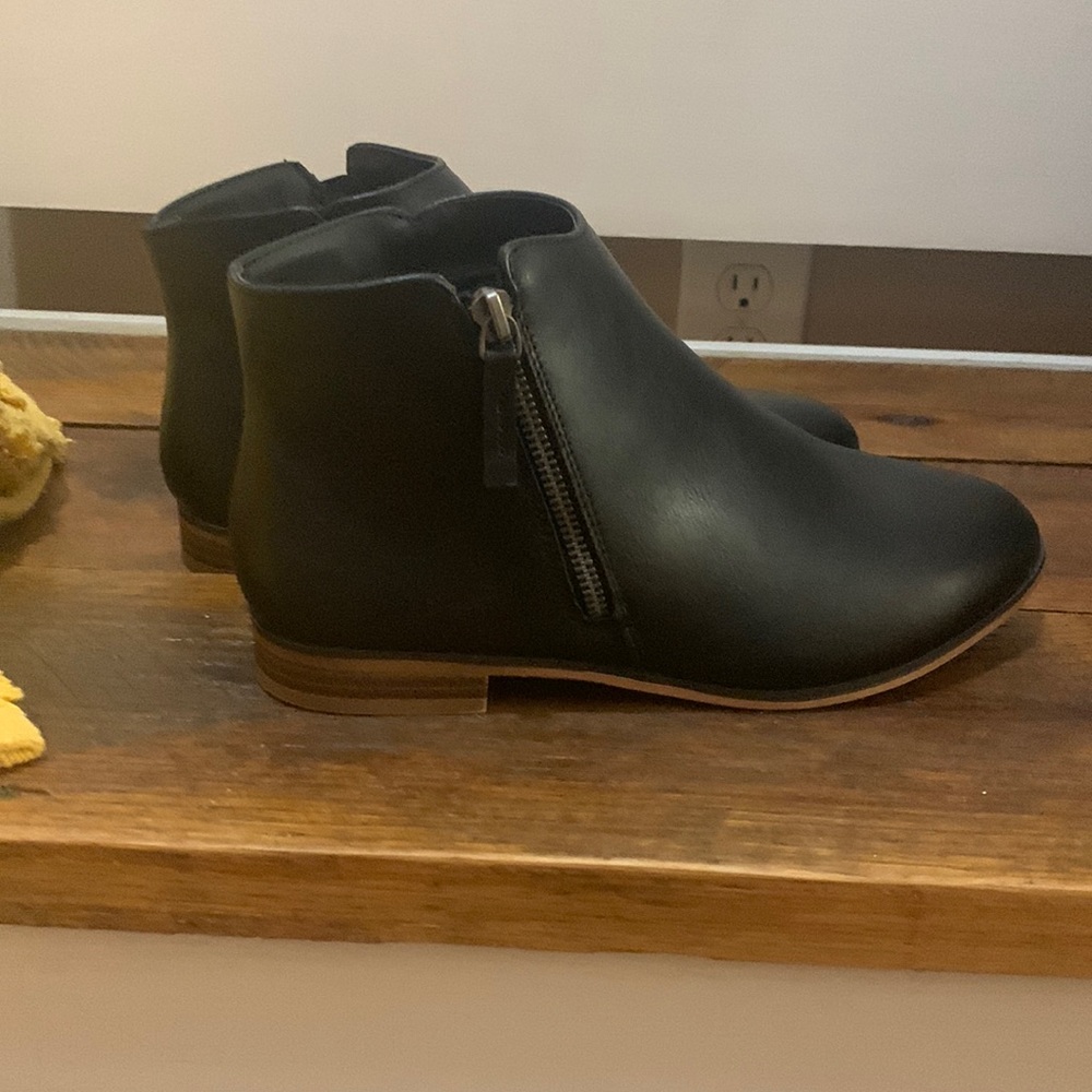 black leather ankle boots